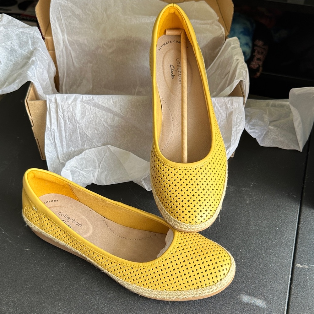 Clarks Women's Yellow Espadrille Flats